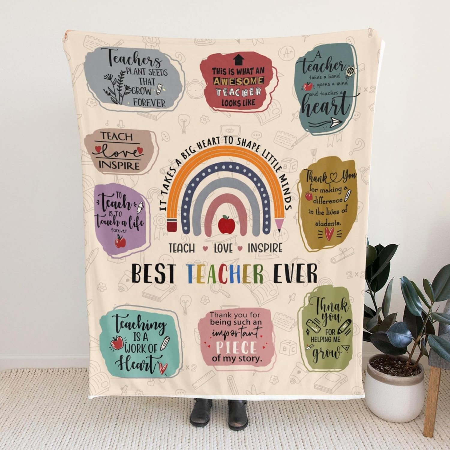 Teacher Appreciation Gifts Blanket, Best Teacher Ever Gift, Happy Teachers' Day Throw Blanket 60"x50" - Image 5