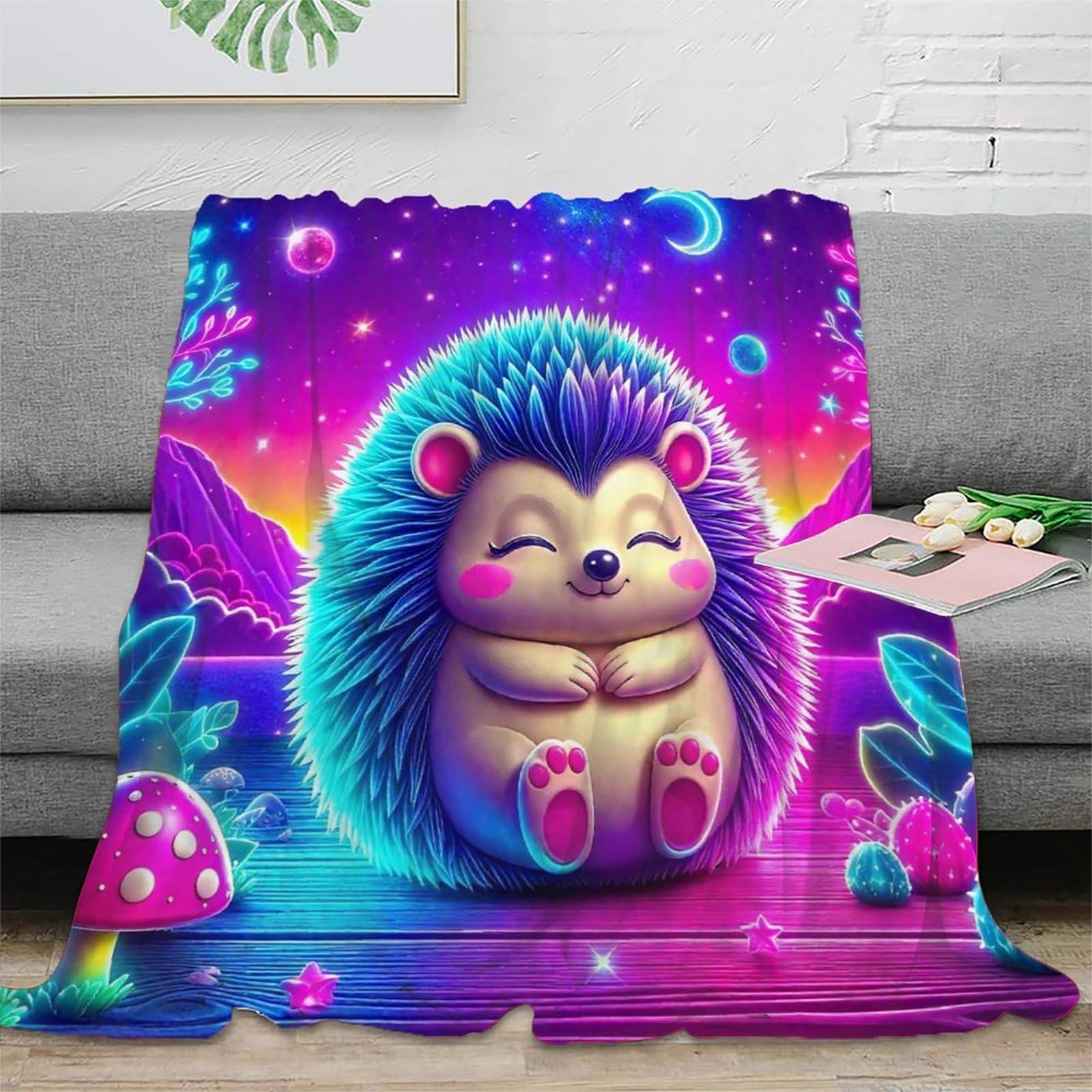 Couverture hérisson 3D en microfibre douce lit et canapé 100x130cm