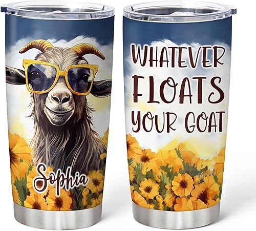 Vista 37 de Hyturtle Vaso de cabra personalizado para los amantes de las cabras, regalos motivacionales de cabra para niñas y mujeres, regalos de cumpleaños