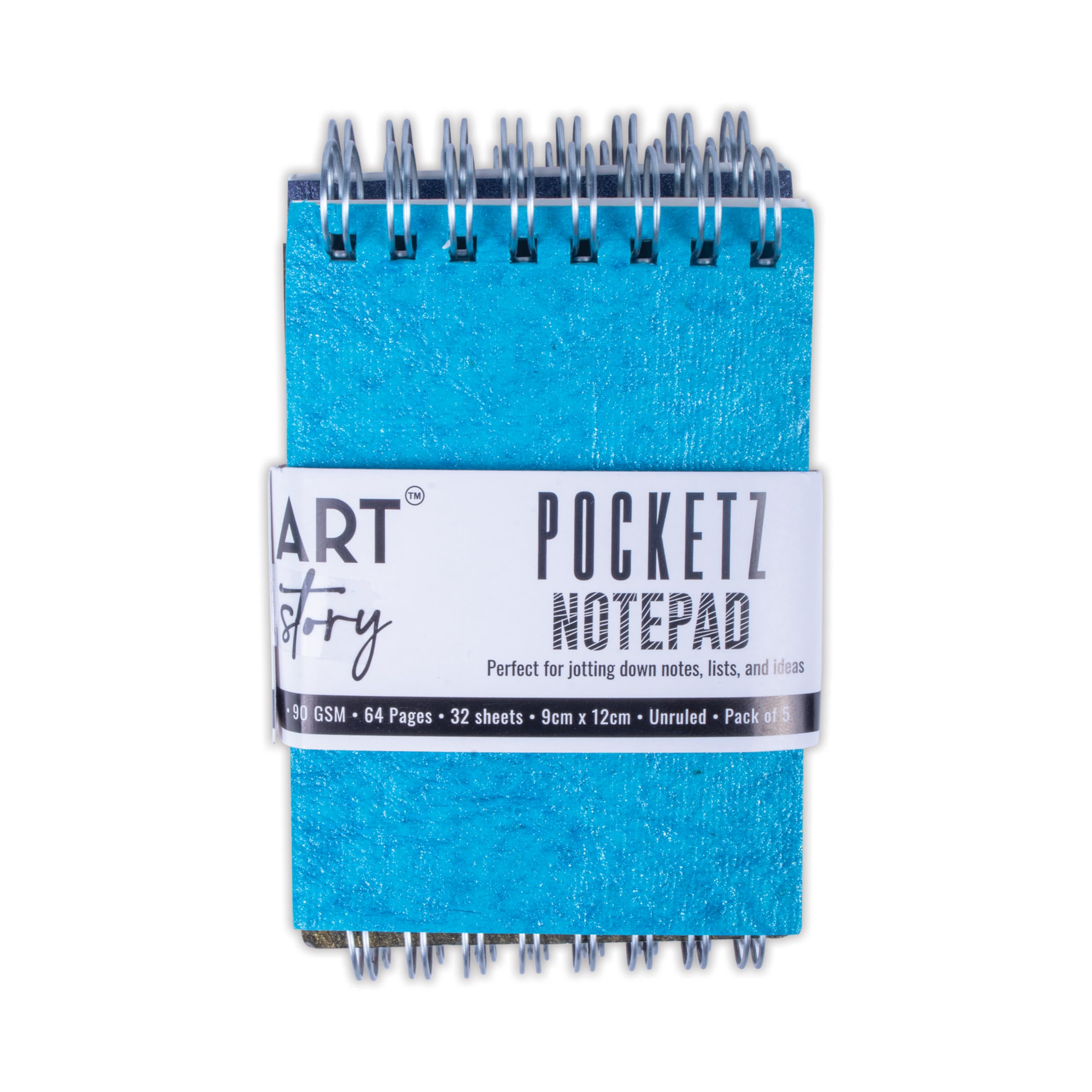 Little Birdie Art Story Simply Chic Pocket Spiral Bound Notebook Set with Assorted Leather Paper Cover Page 7.5 X 10.5cm Artist Paper 115gsm 20Sheets Pack of 5