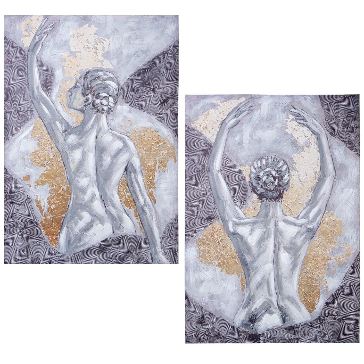 Tableaux sur toile femmes dansant peinture abstraite 100 x 70 cm lot de 2