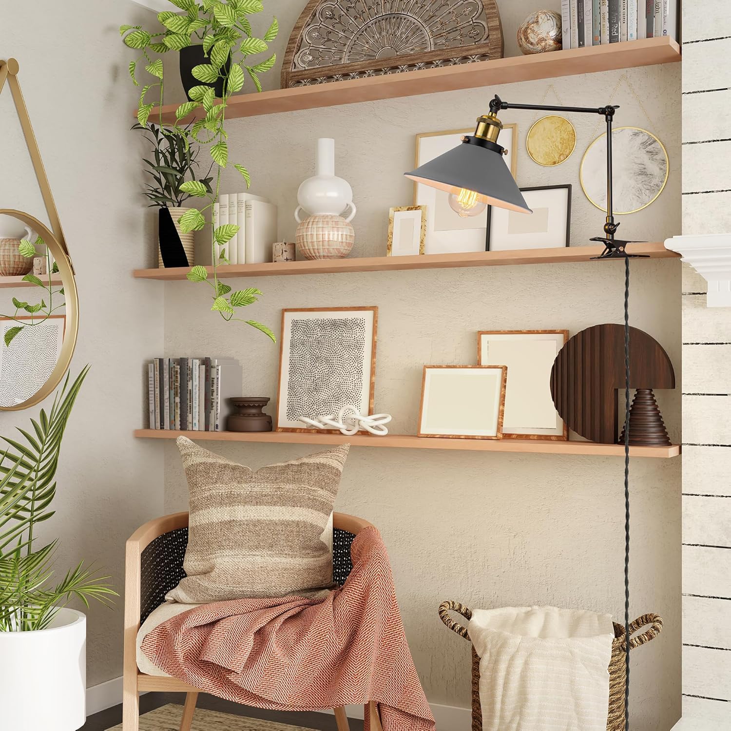 Retro Lampe De Bureau Lampe à Pince Lampe De Travail Se Déployer Bras Articulé Ajustable Serrable Lampe De Table Bureau Lampe De Lecture Métal Lampe De Chevet Douille E27 Lampe De Travail,Noir