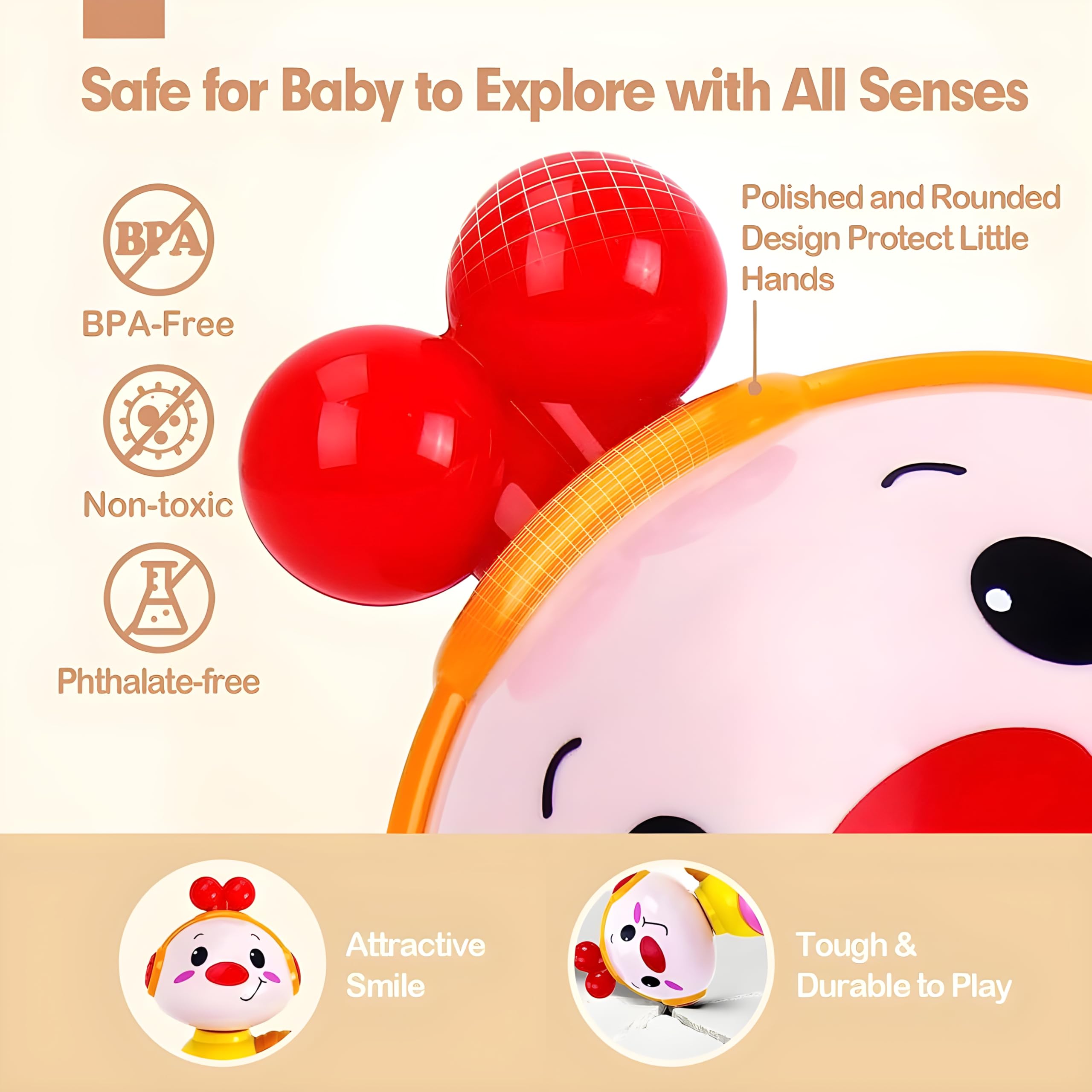 STOFFIER GARTEN Press & Go Baby Crawling Toys for 1 Year Old, with Musical, Sounds, Light up - Motor Skills Cause and Effect Toys for Babies 6-12 Months Old Baby & Toddler Toys 4
