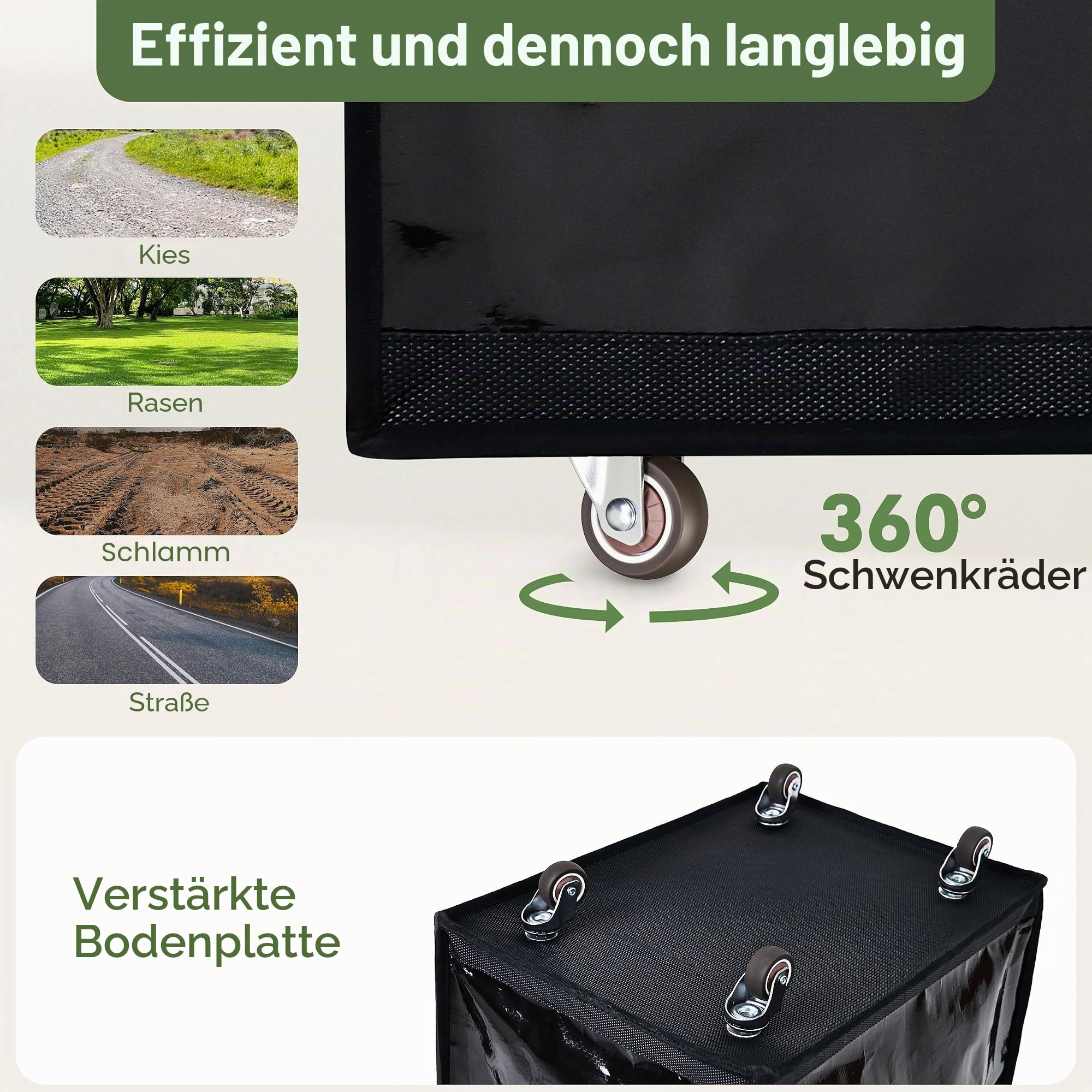 HOMESPON Einkaufstrolley Faltbar mit Rollen, Große wasserdichte Einkaufstasche, Rollbare Einkaufstüte mit 5 Verstärkten Griffen für Einkauf, Wäsche, Camping und Umzug