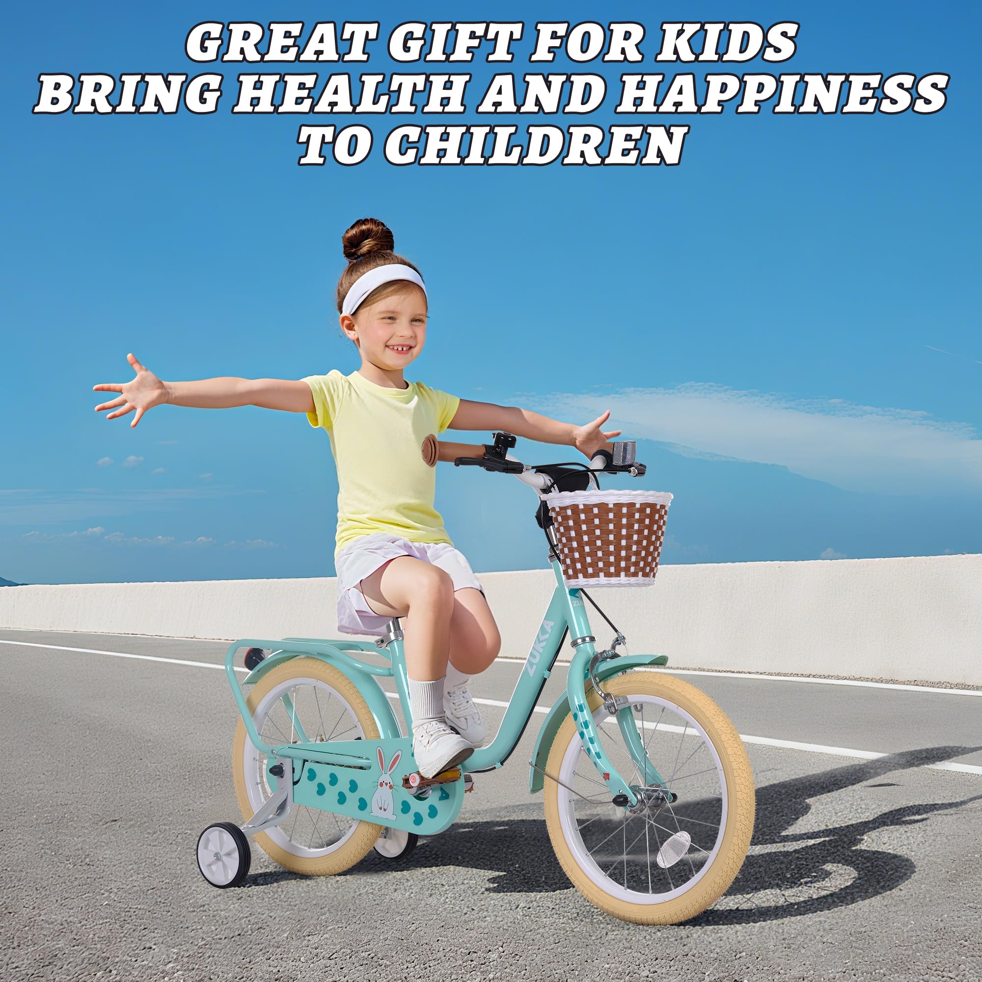 WEEROCK 16 Inch Kids Bike for 4-7 Years Old Boys Girls, Kid's Bicycle with Trainning Wheels, Front Basket, Rear Rack, 16" Child Bikes, Great Gift for Little Kids, Multiple Colors