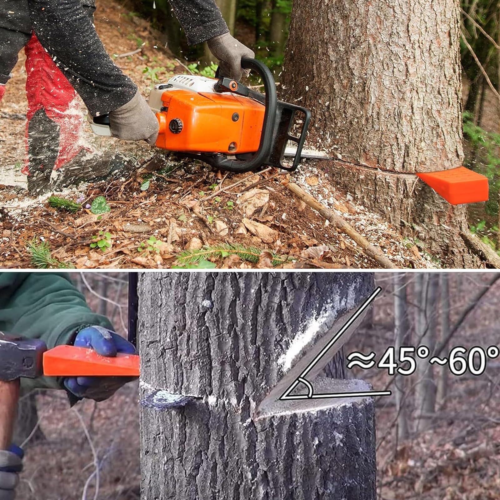 Cunei di Abbattimento per Motosega 6 Pezzi, ABS Cunei di Spacco per Legno con Sacchetto, Accessori Forestali (6 Pollici)