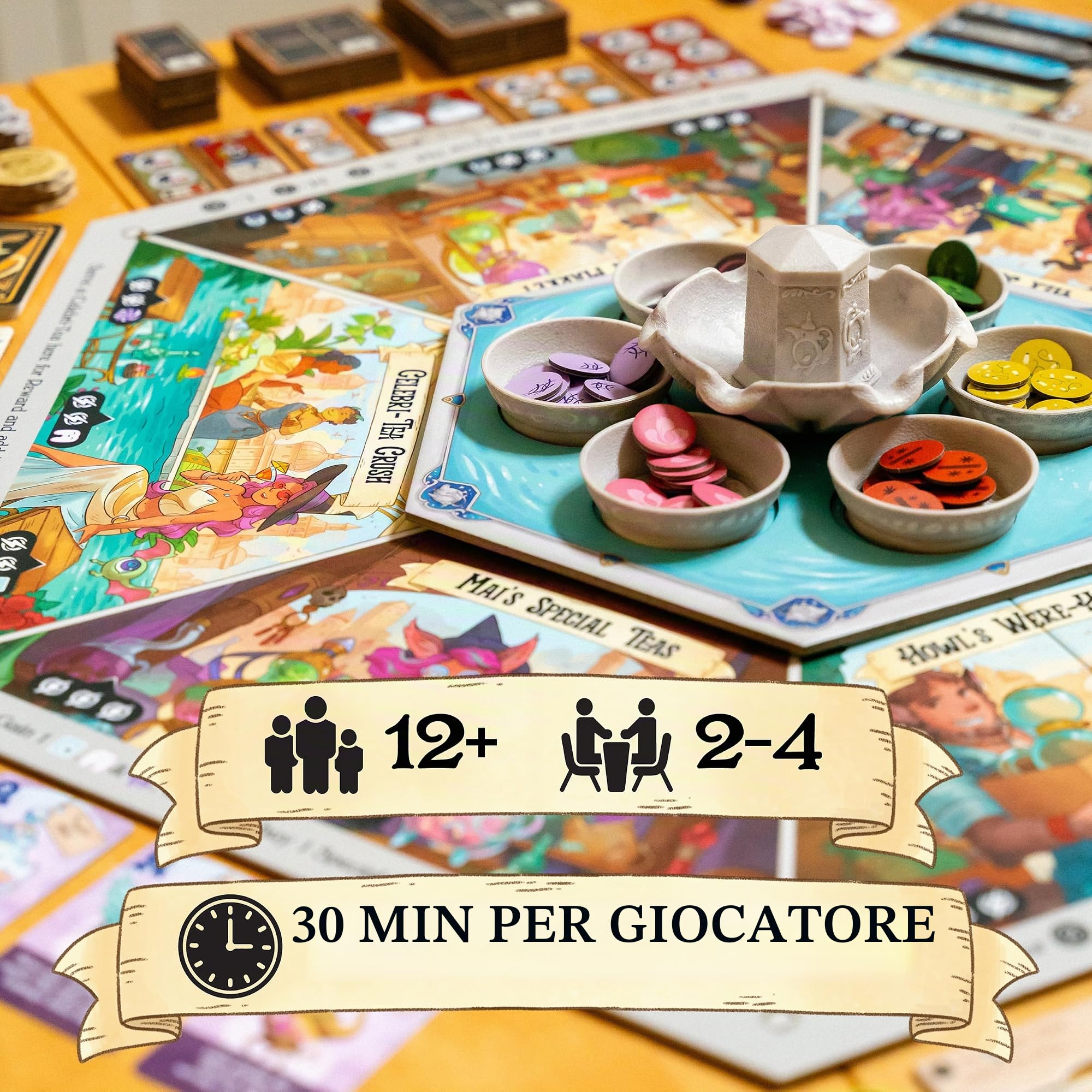 USAopoly | Tea Witches | Gioco Da Tavolo Worker Placement Fantasia Con Preparazione Tè TeaPups Upgrade Alta Rigiocabilità | 2 A 4 Giocatori | 60 A 90 Minuti
