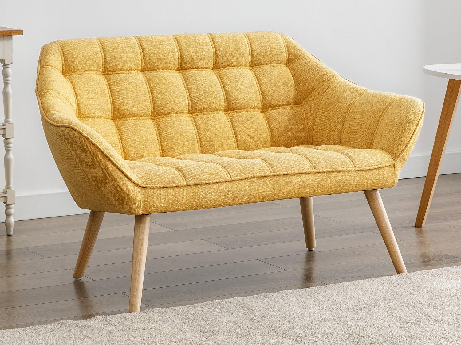 Vente-unique - Canapé 2 Places en Tissu Jaune Moutarde Caserta