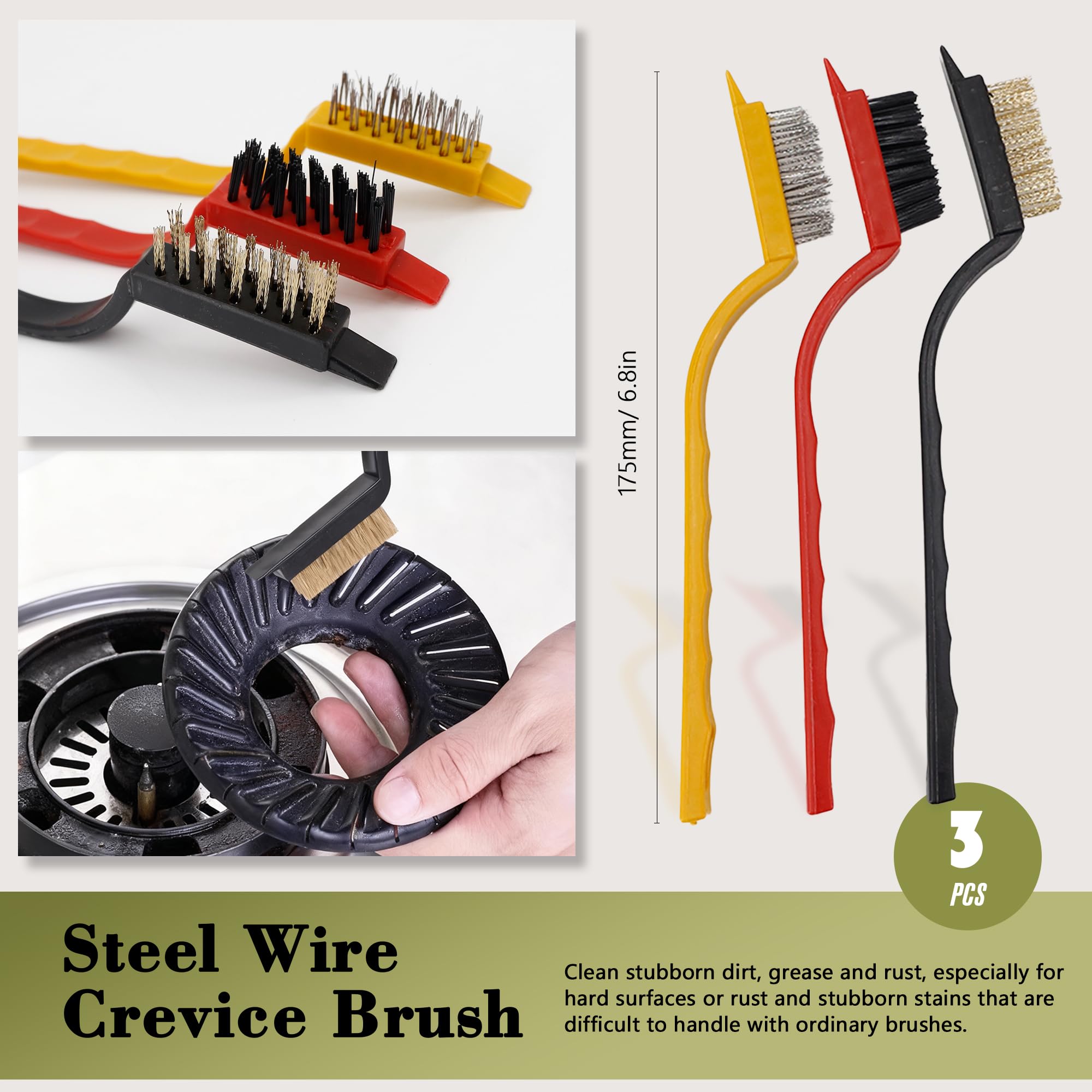15Pcs Crevice Cleaning Brush Set Hard Bristle Scrub Brushes Tools Groove Gap Cleaning Brush for Housekeeping Bathroom Corners Window Track Kitchen Toilet Cup Faucet