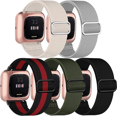 Miniatura 1 de Paquete de 5 correas compatibles con Fitbit Versa 2, correa deportiva de nailon suave y ajustable para reloj inteligente Fitbit Versa para mujeres y