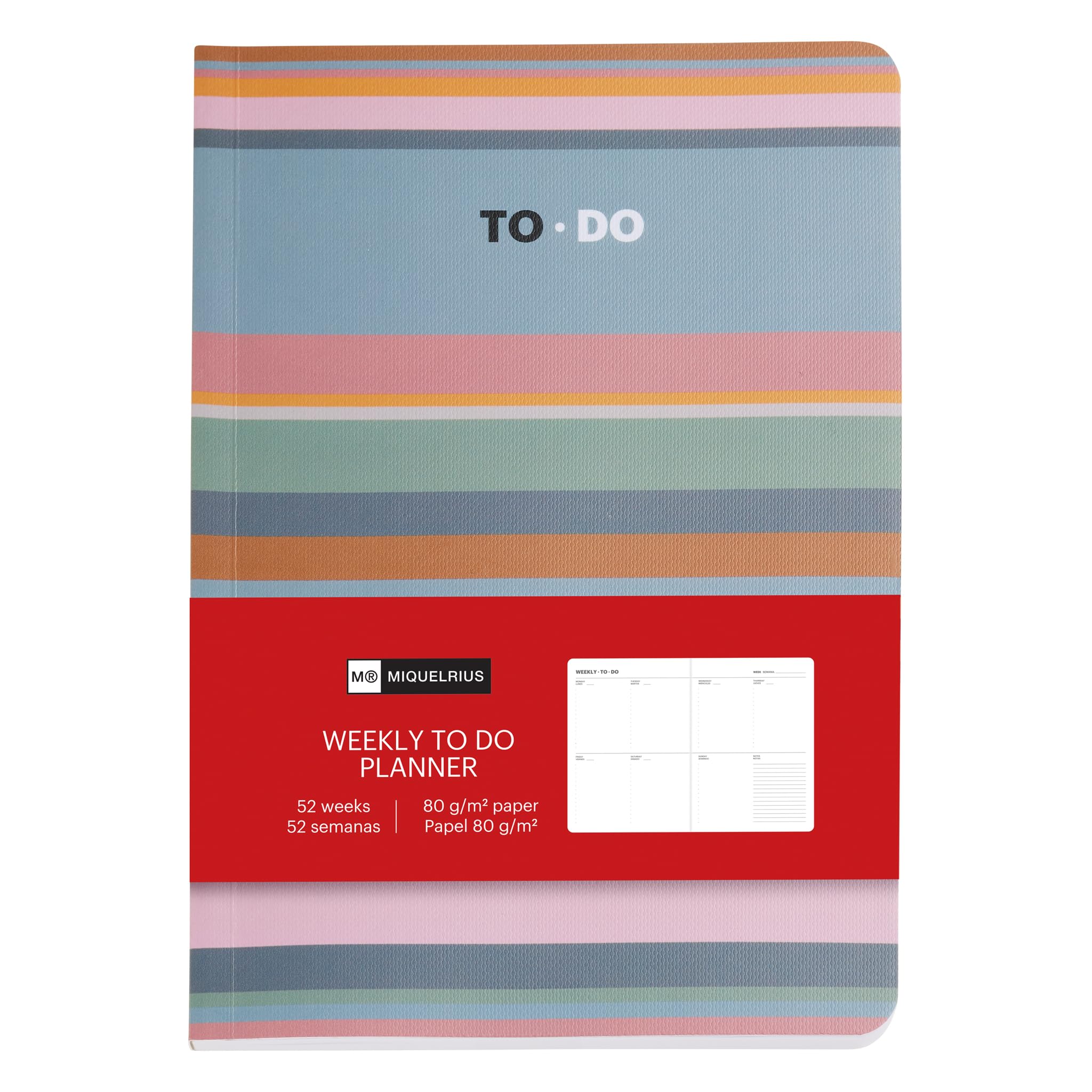 Miquelrius - A5 Weekly Planner Notebook, 56 Sheets, 2024 Model, White Paper 80 g/m², 148 x 210 mm