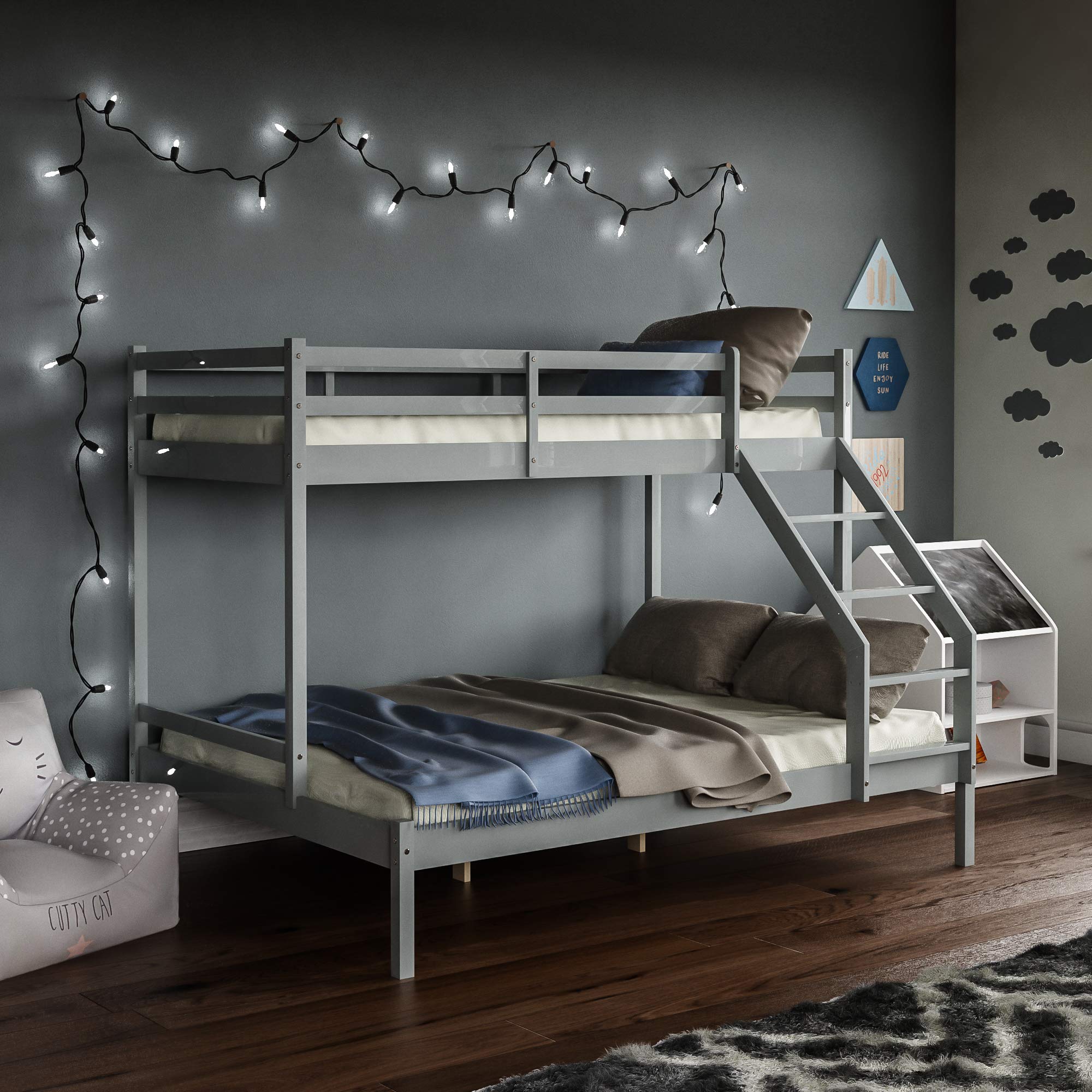 Buy Vida Designs Sydney Triple Bunk Bed, Three er, Solid Pine Wood Frame, Kids Children, Double
