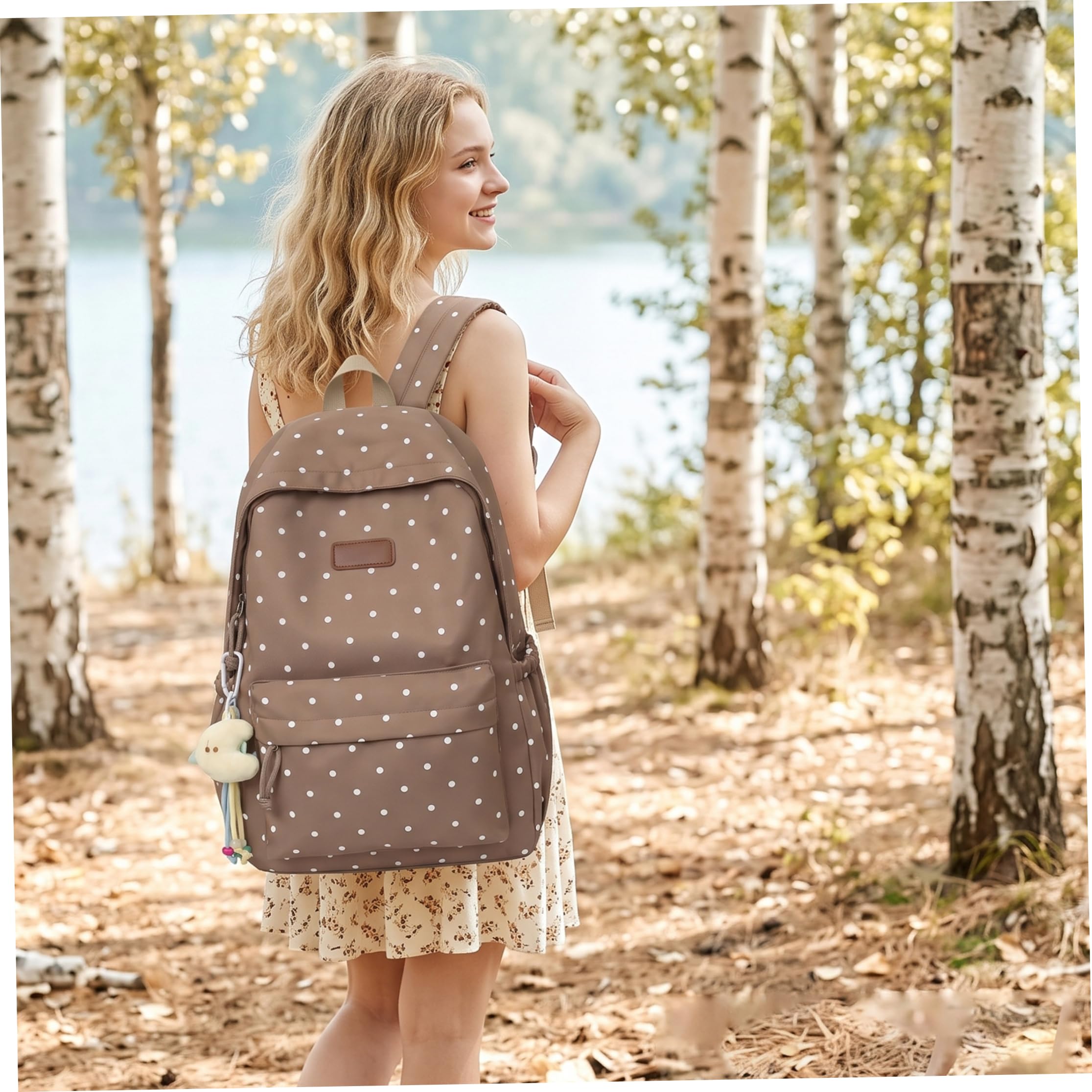 Jorzer Mochila de lunares negros, mochila escolar escolar para niñas lindas 0, 43 kg Interior espacioso Ligero o para niñas adolescentes, / Uso diario de viaje.