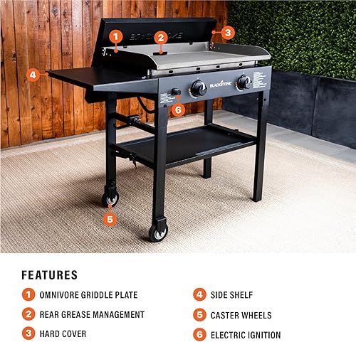 Miniatura 2 de Blackstone 1517 - Plancha Omnívora de 28 pulgadas con tapa dura, acero con recubrimiento en polvo, color negro