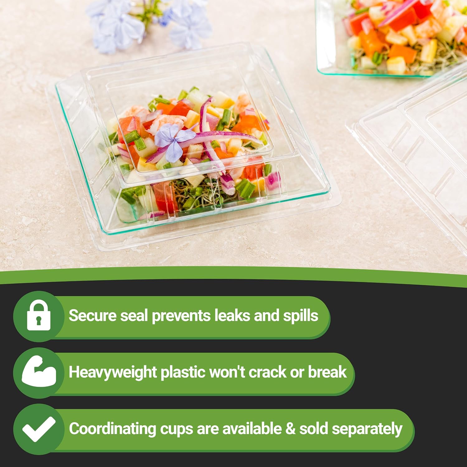 Restaurantware LIDS ONLY: Lids For 16 Ounce Disposable Bowls 100 Lids For Appetizer Bowls- Containers Sold Separately Sturdy Clear Plastic Lids For 16 Ounce Kova Dessert Bowls Secure Fit
