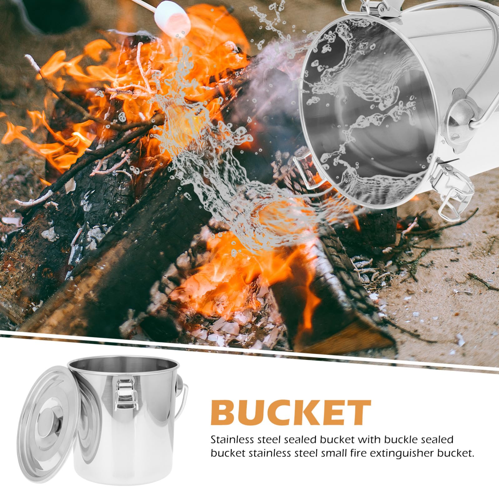 Ciieeo Seau Hermétique En Acier Inoxydable 16x16 Cm Seau Cuisine Et Extincteur Pour Maison Et Camping Résistant Et Étanche Ménager Multifonction