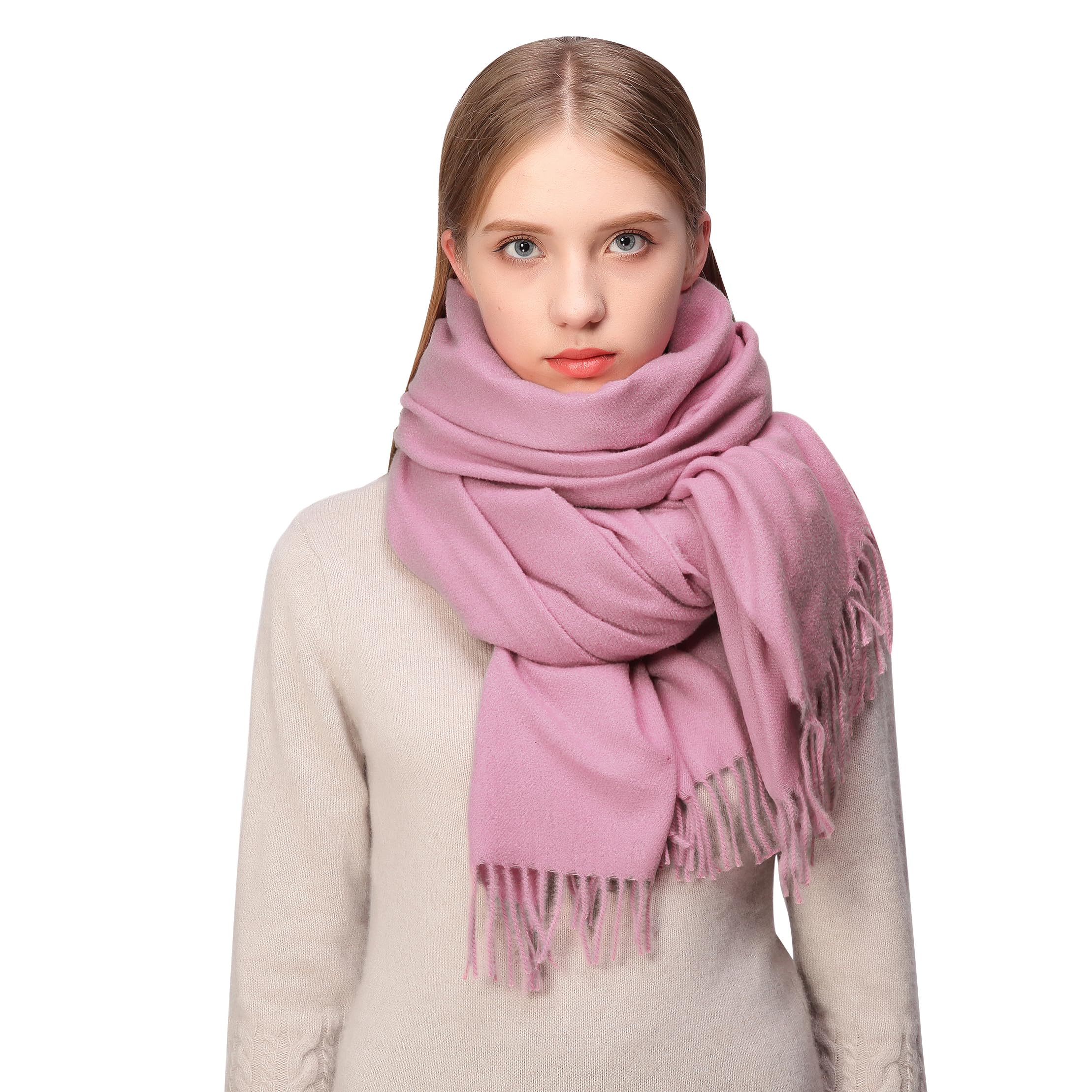 Riiqiichy Women's Pink Scarf For Winter Scarves Pashmina Shawls Wraps For Weddings