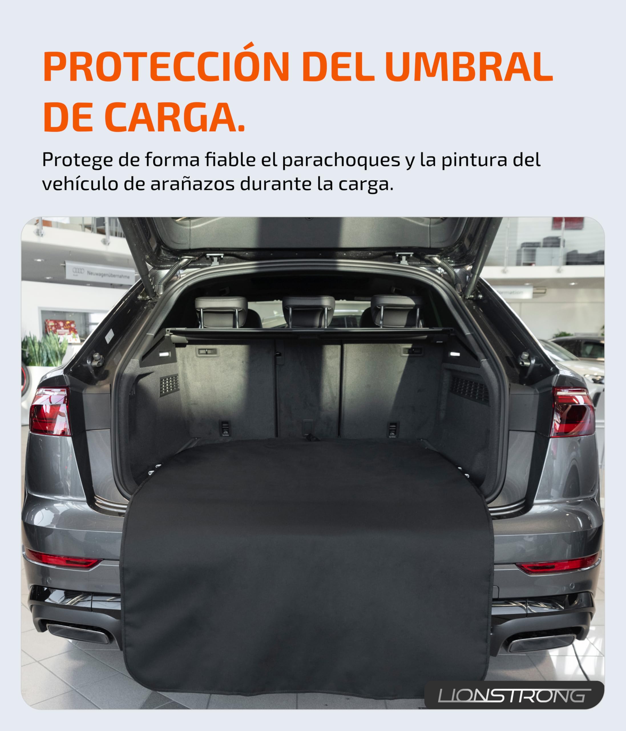 LIONSTRONG Protector de Umbral Maletero [Acolchado e Impermeable] – Alfombrilla de Protección Universal para Coches Compactos a SUV – Protección Maletero Perros – Resistente Arañazos