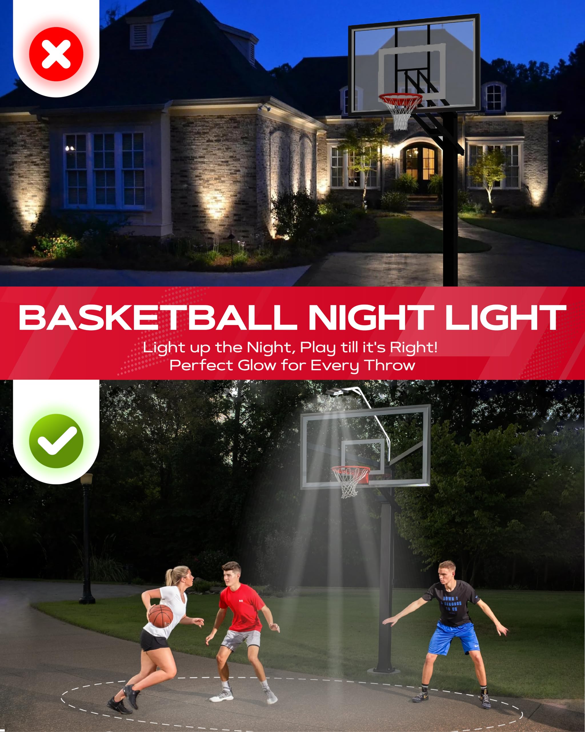 Skywin LED Basketball Hoop Lights Mount - Outdoor Basketball Lights Mount for Hoop Outdoor - Illuminate Backboard, Rim, and Provides Basketball Court Light
