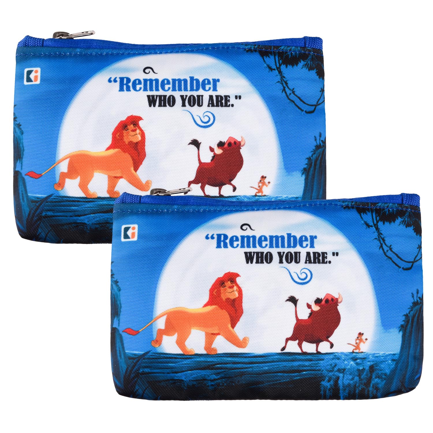 Pack of 2 Pencil Pouch | School Geometry Pouch | Square Stationary Pouch | Pen-Pencil Box for Kids | Pencil Utility Bag | Zipper Pencil Organizer | Disney-Lion King | Blue