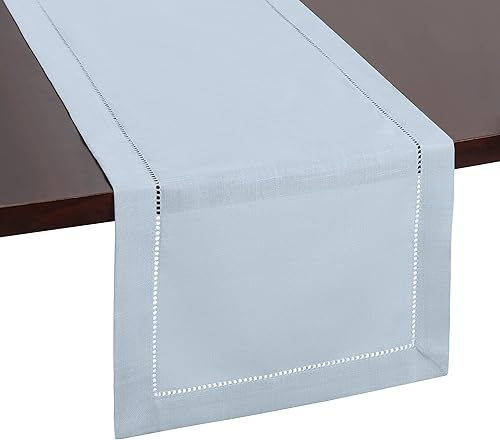 Brio Trends Camino de mesa de punto de dobladillo azul polvoriento rĂşstico decoraciĂłn del hogar color cambray 14 x 54 pulgadas Brio Trends Camino de mesa de punto de dobladillo azul polvoriento rĂşstico decoraciĂłn del hogar color cambray 14 x 54 pulgadas