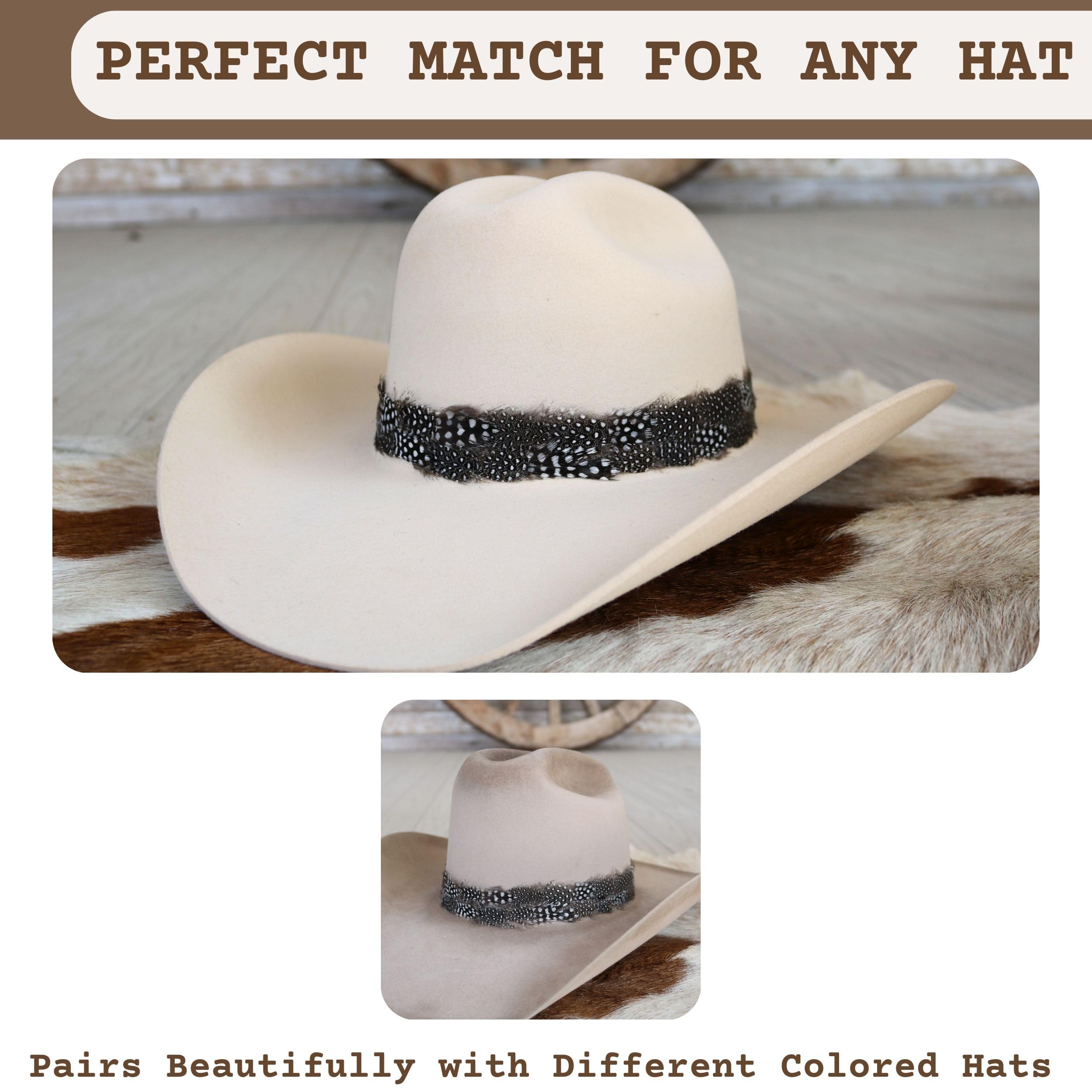 Western Feather Hat Band – Adjustable Cowboy Hat Band for Men & Women – Feathered Hat Accessory for Western Style Black