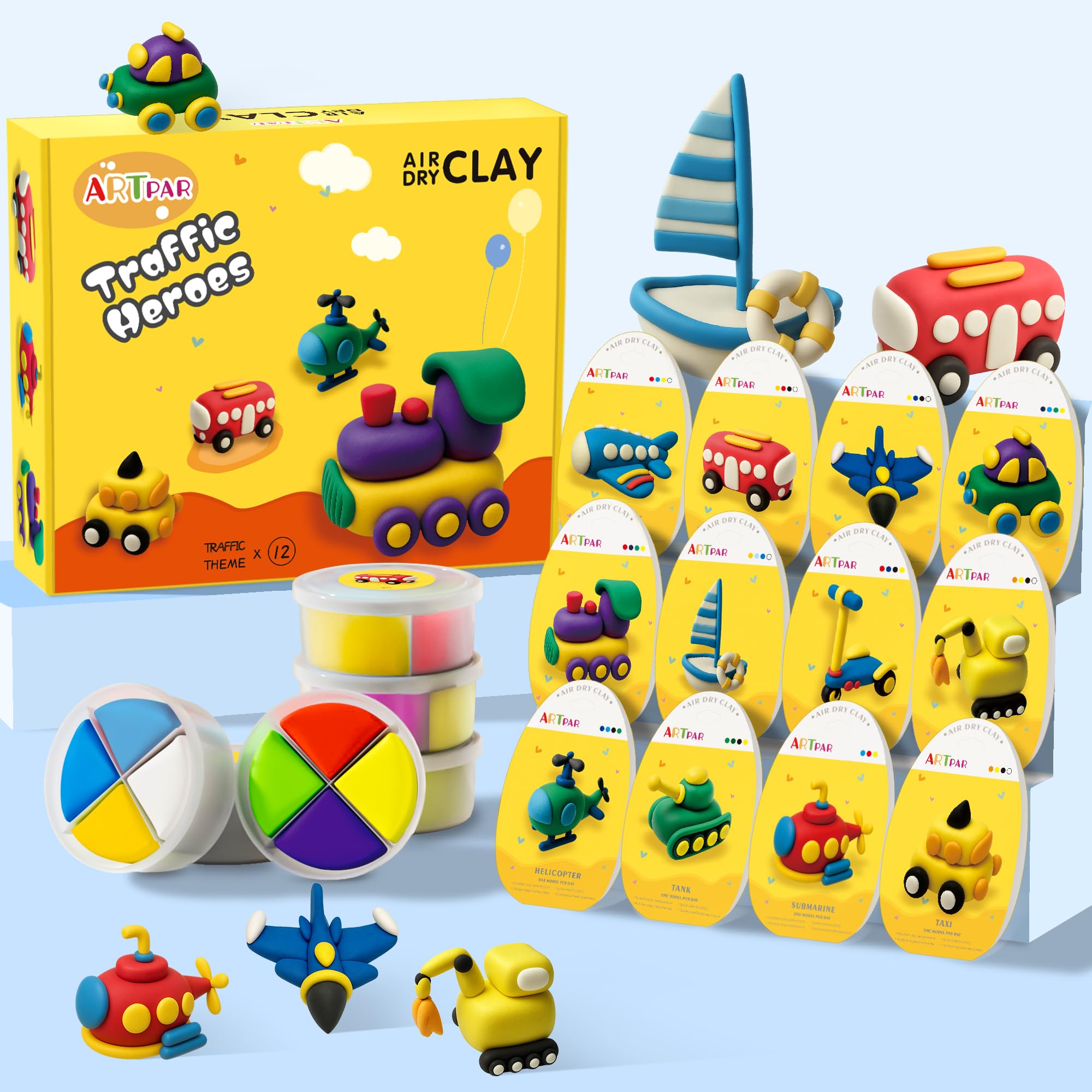 Amazon.com: Artpar Kids Air Dry Clay Kit,12 Pack Traffic Modeling