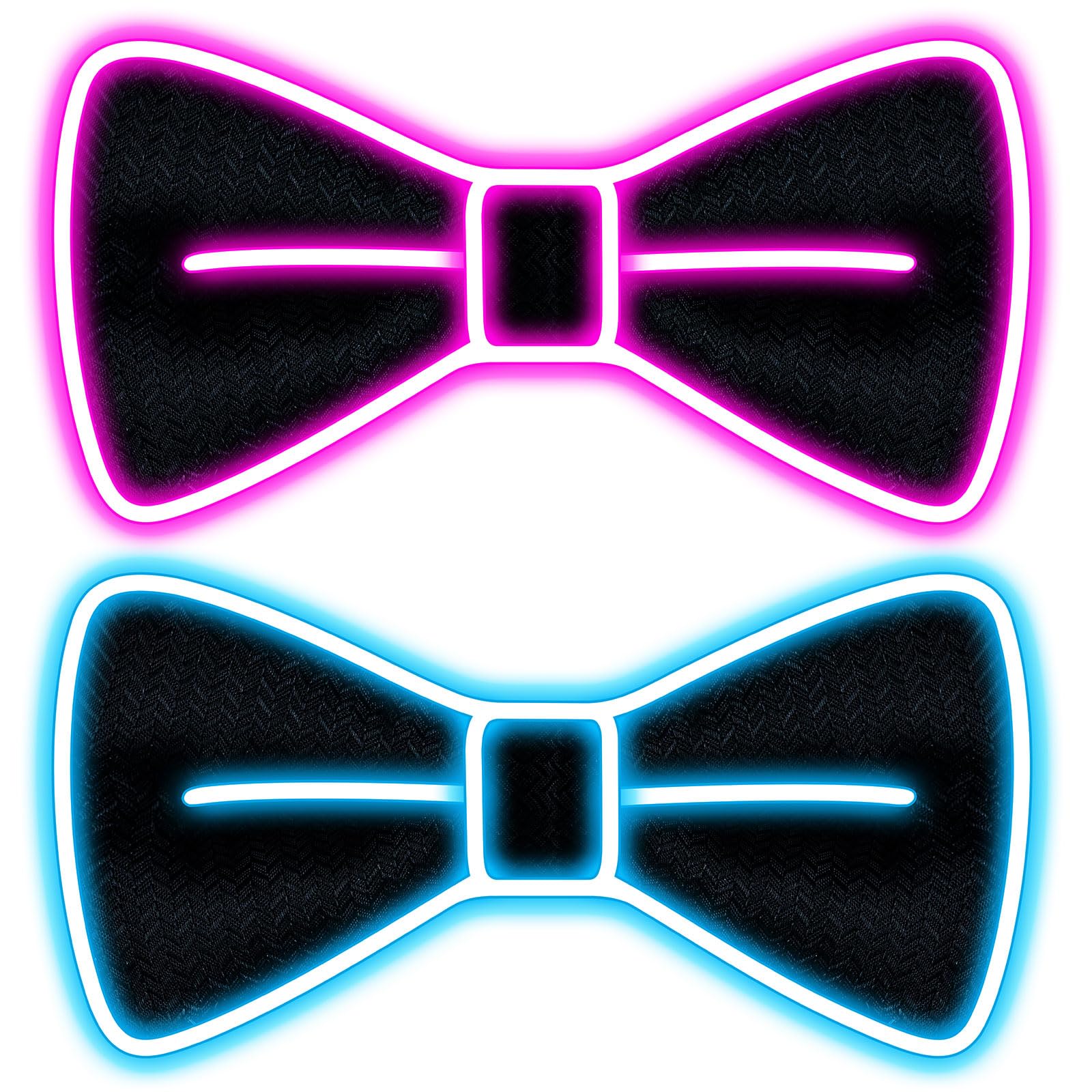 2 PCS Light up Bow Tie, Glow in the Dark Party Supplies for Events Show Dance Bithday, Neon Accessories, LED Rave Costume, Christmas Gifts for Him Men Teens