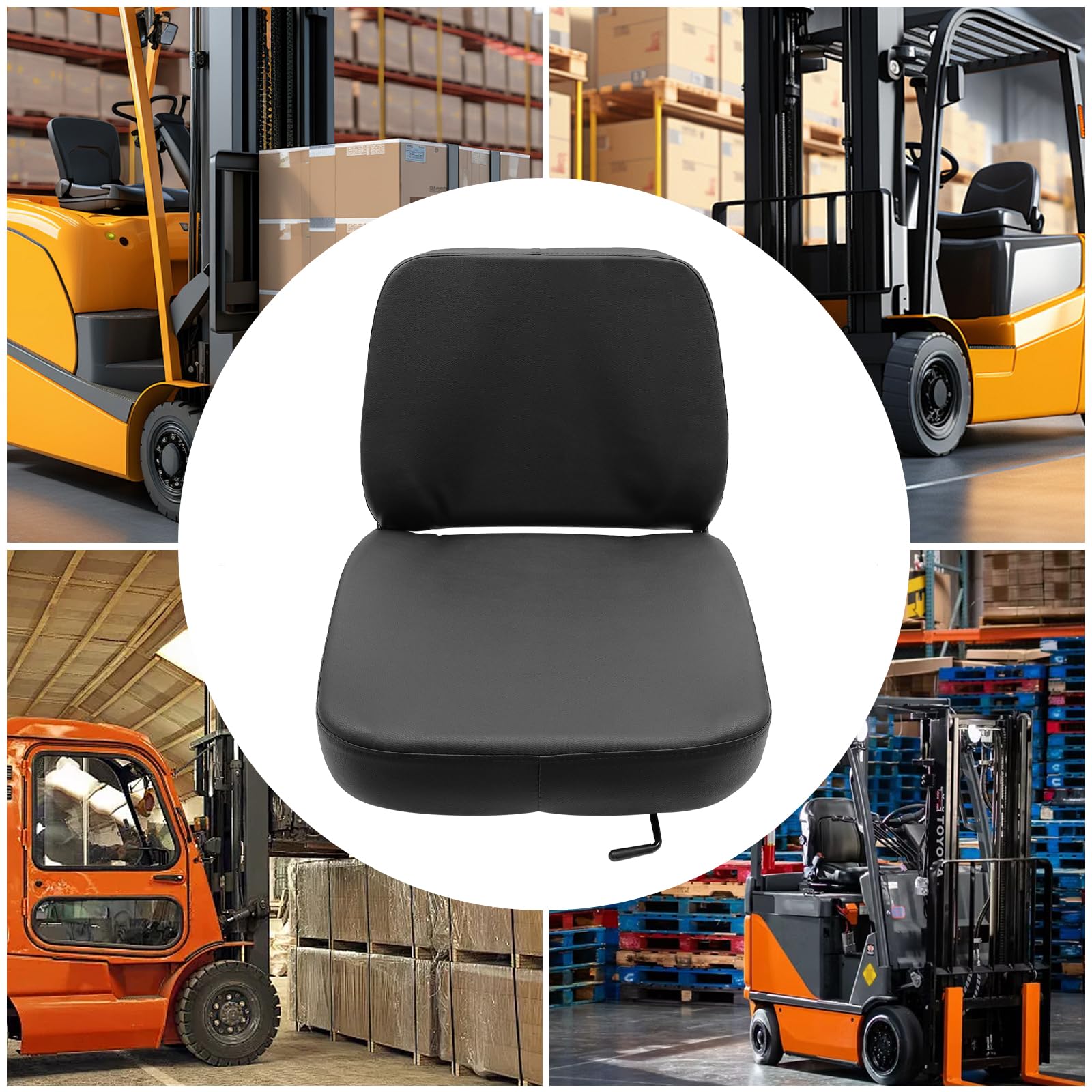 Asiento universal para carretilla elevadora, asiento de tractor, diseño ajustable, asiento del conductor para vehículos mecánicos pesados, capacidad de carga 100 kg, 51 x 48 x 46 cm