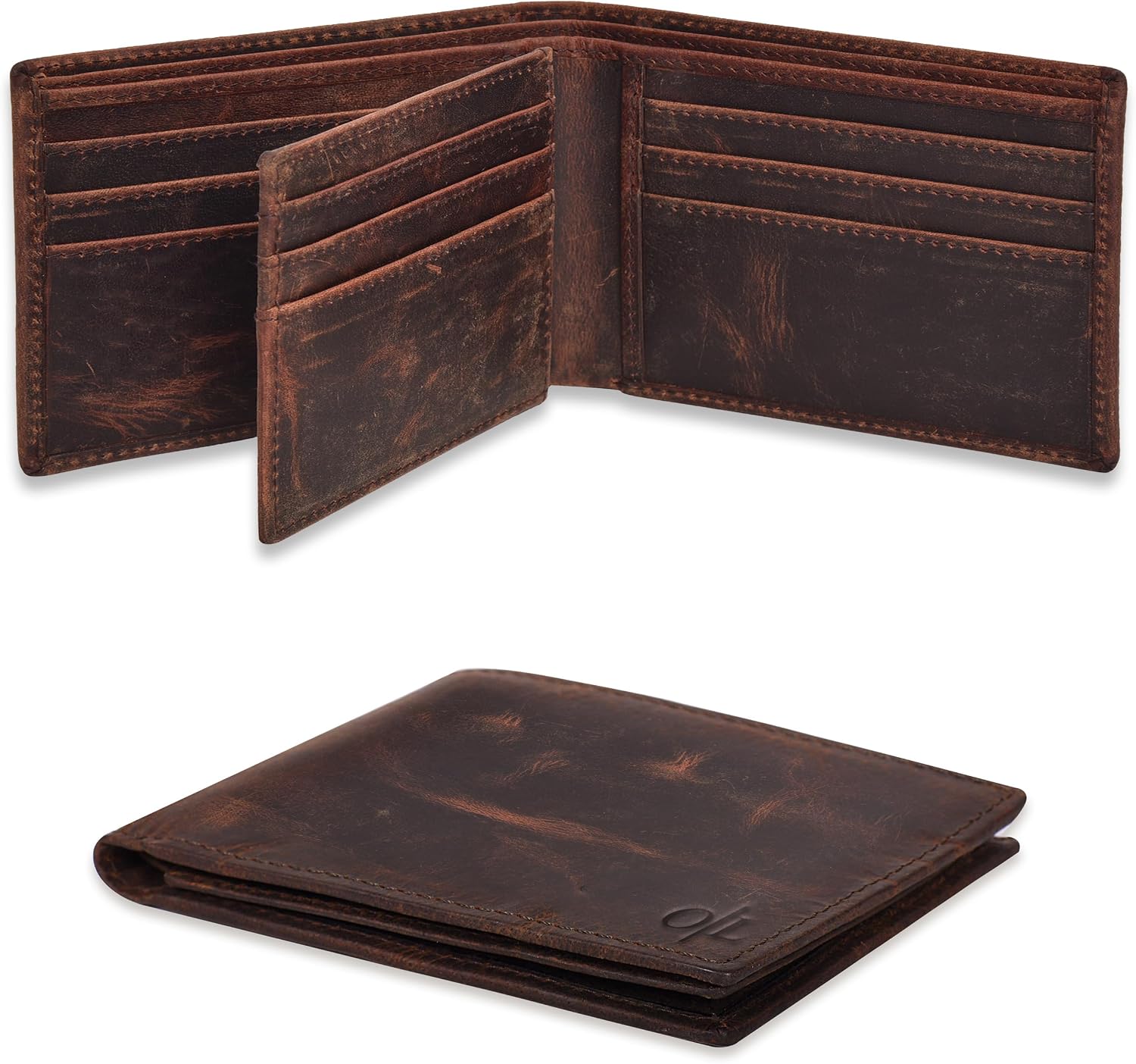 Oak Leathers Leather Wallet for Men - RFID Bifold Wallets with 9 Credit Cards 1 ID Window Slim Minimalist Front Pocket Gift For Men