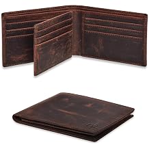 Leather Wallet for Men - RFID Bifold Wallets with 9 Credit Cards 1 ID Window Slim Minimalist Front Pocket Gift For Men