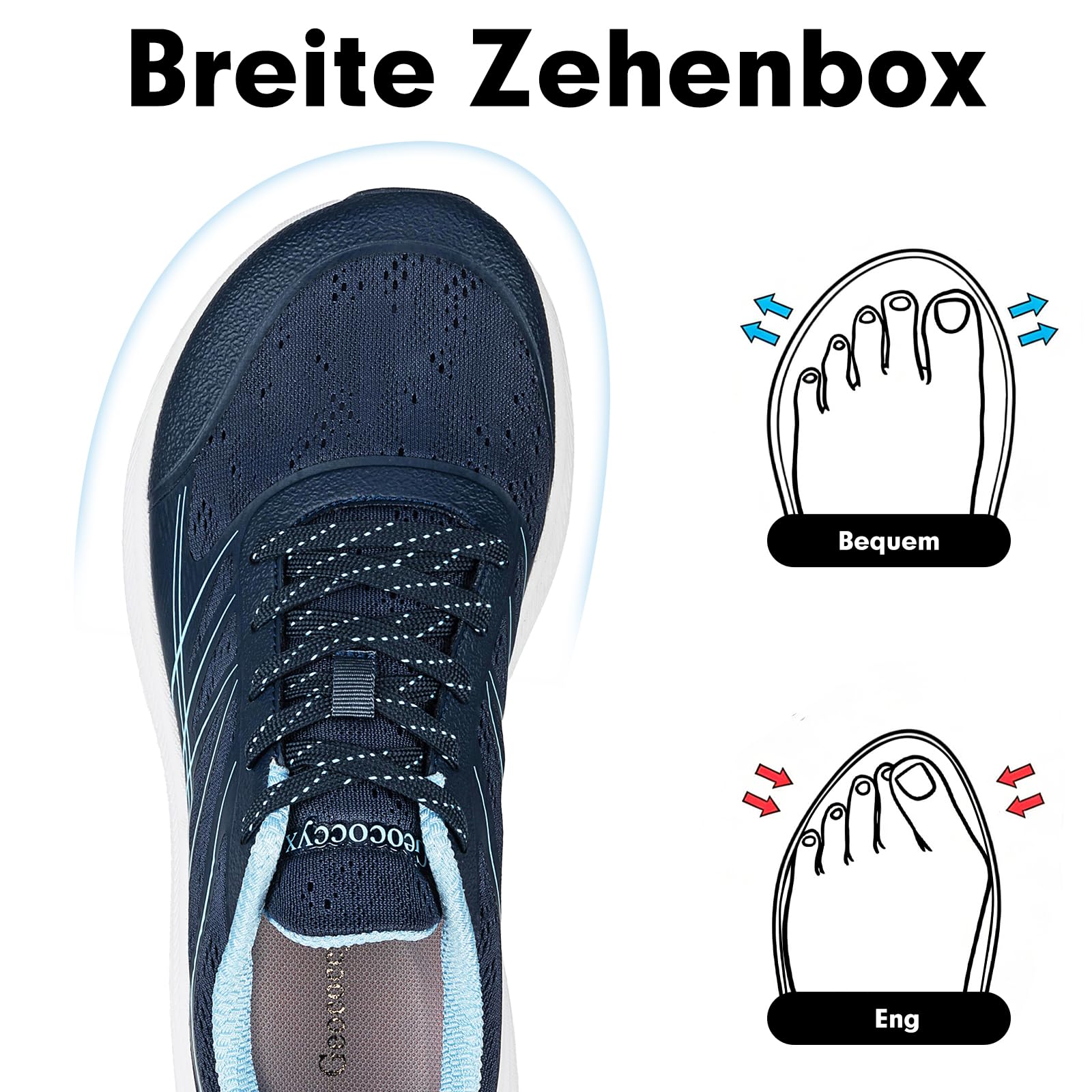 Herren Sportschuhe Breite Zehenbox Dämpfung 39-46 EU | Sneaker, Laufschuhe, Walkingschuhe, Männer, Atmungsaktiv, Rutschfest