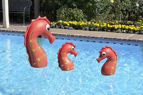 Miniatura 1 de Poolmaster 81412 - Decoración flotante para piscina, paquete de 3, familia de caballitos de mar