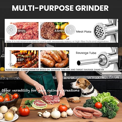 Miniatura 5 de Huanyu Picadora manual de carne – Acero inoxidable resistente, manivela de mano sin esfuerzo para carne fresca molida, salchichas y alimentos para