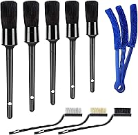 Vista 9 de Juego de 10 cepillos para detallar, multiusos para limpiar el interior del automóvil, el exterior, el motor, el cuero, incluye 5 cepillos