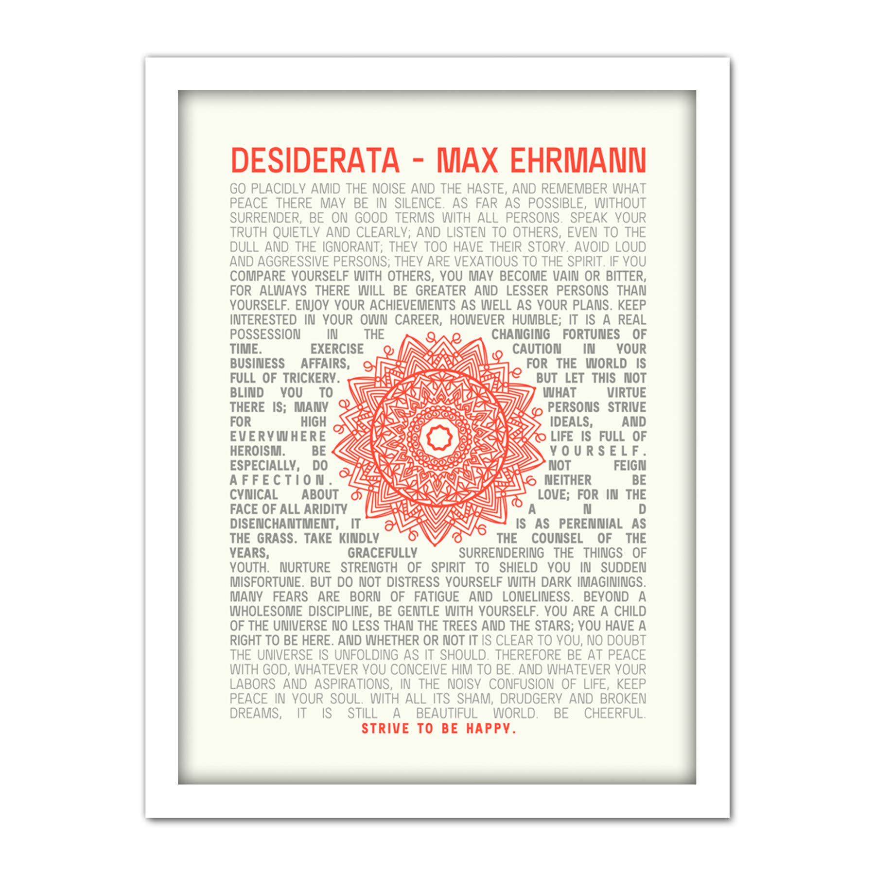 Wee Blue Coo Desiderata Ehrman Mandala Artwork Framed Wall Art Print 18X24 Inch