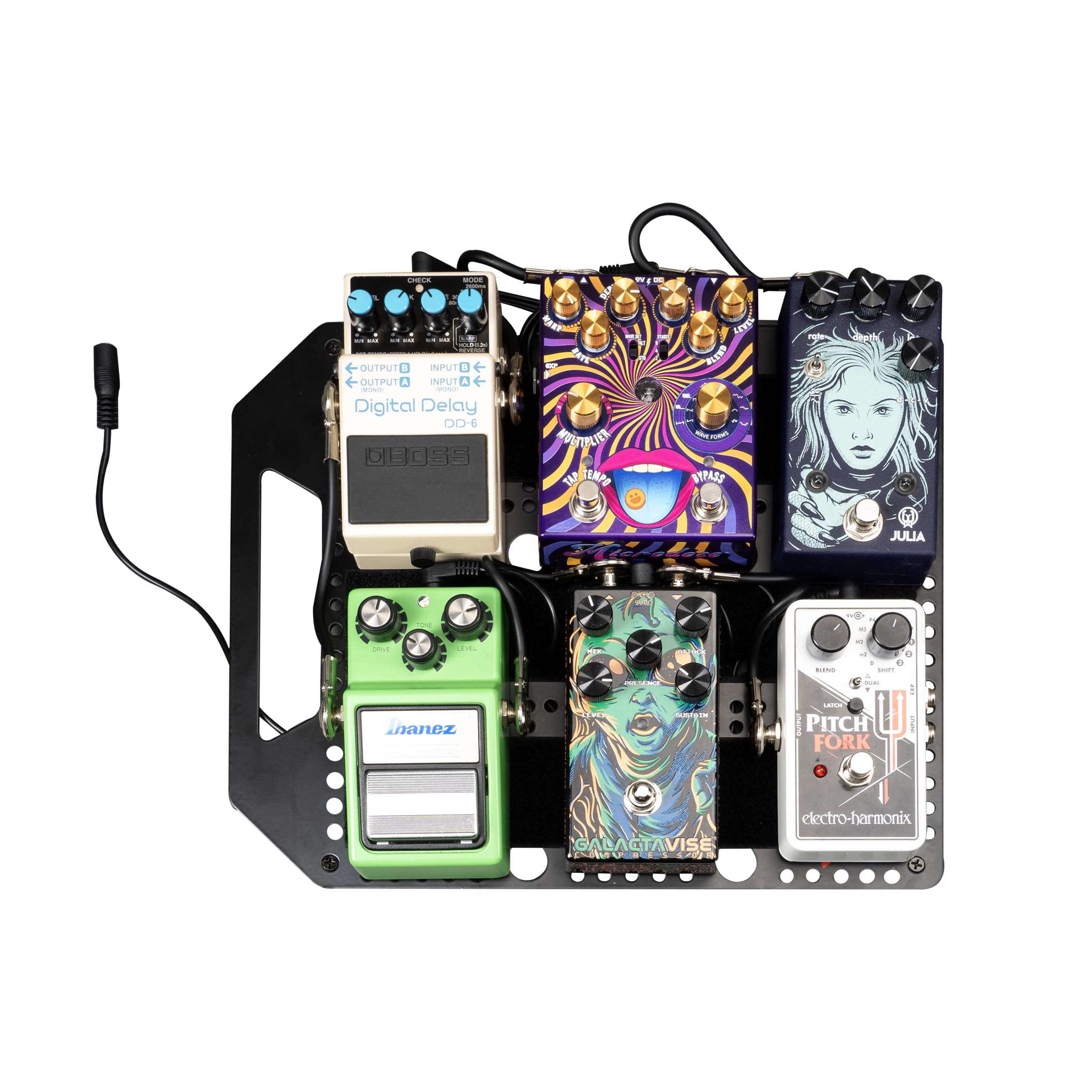 Gator Cases Kompaktes Pedalboard aus Metall – 26 x 27,3 cm Fläche – Für bis zu 6 Standard- oder 8 Mini-Pedale – Passend für Gator Gigbags – Inkl. Klettband (PB-POCKETBOARD), Schwarz