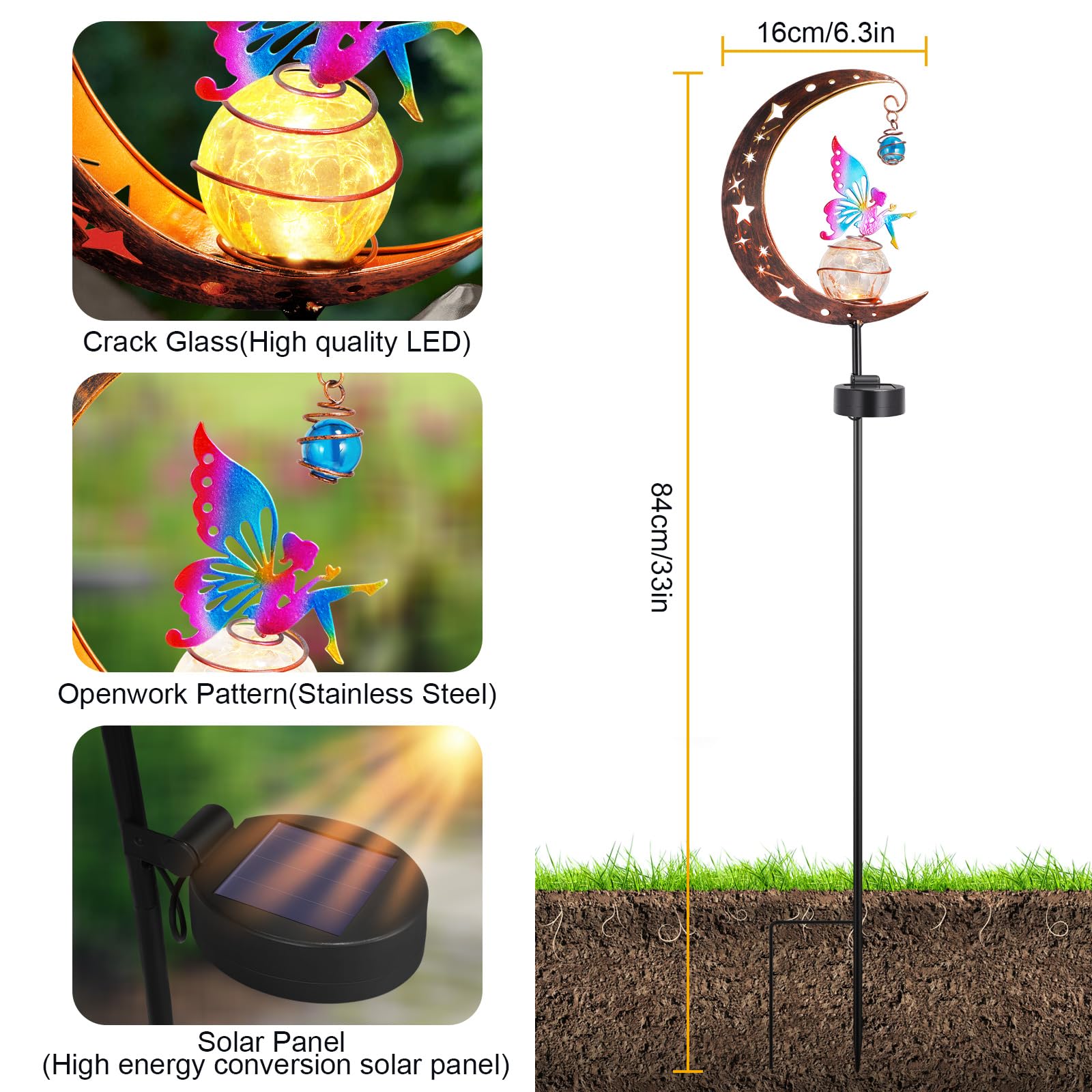 Solar Garden Ornaments, Fairy Solar lights Outdoor Garden Ornaments - Image 2