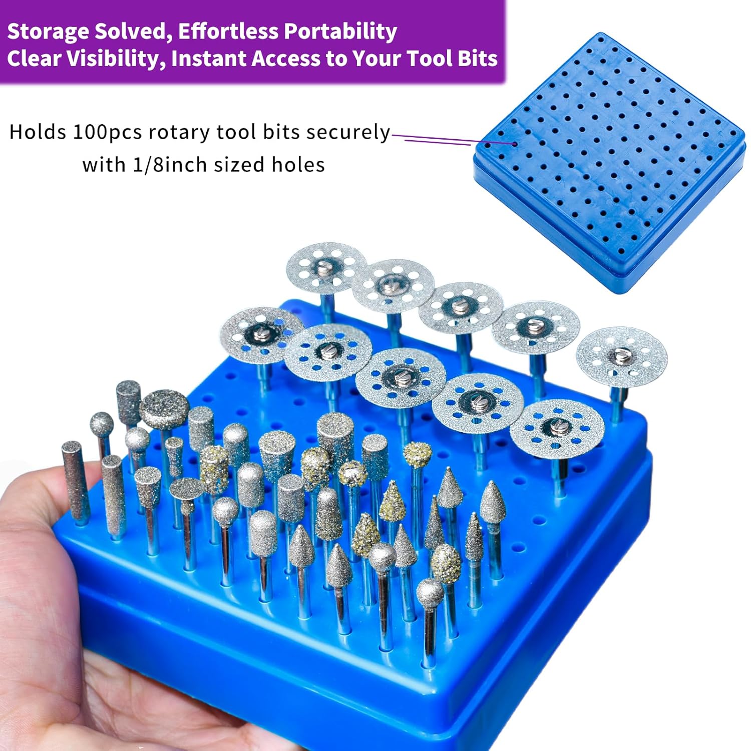 120Grit Diamond Grinding Bit Set for Dremel, Rotary Tool Grinding Cutting Wheel 1/8” Shank for Stone Glass Tile Jewelry Engraving Rock Etching Carving Metal Wood - 32Pcs