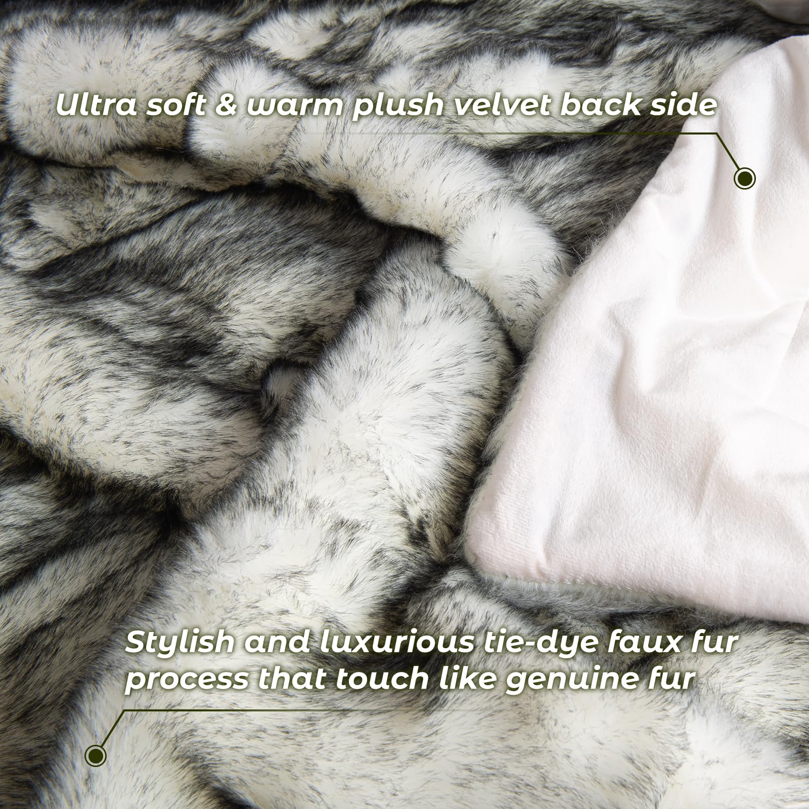 HOMFINE Plaid Fausse Fourrure Luxe Couverture 230x230cm Blanc