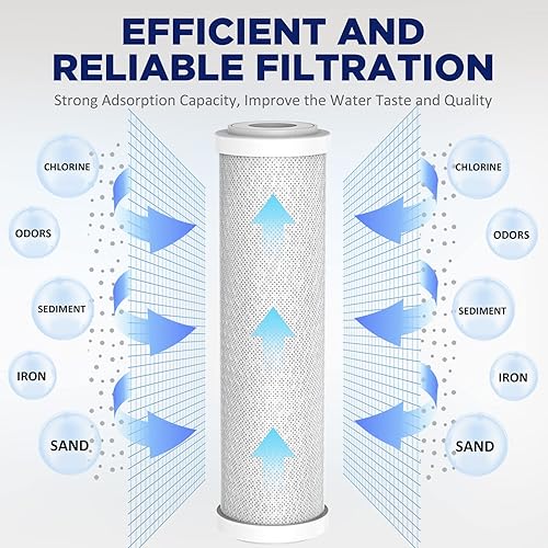 Miniatura 5 de Membrane Solutions Filtro de agua de bloque de carbono CTO de 5 micrones y sedimentos ranurados de 5 micrones de 10 x 2.5 pulgadas, filtros de agua