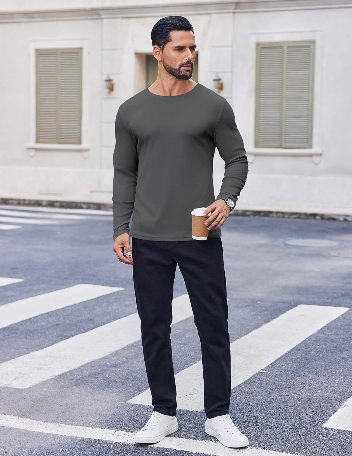 COOFANDY Thermal Shirts for Men Heavyweight Long Sleeve T Shirt Casual Basic Shirts Stretch Crew Neck Undershirts - Image 2