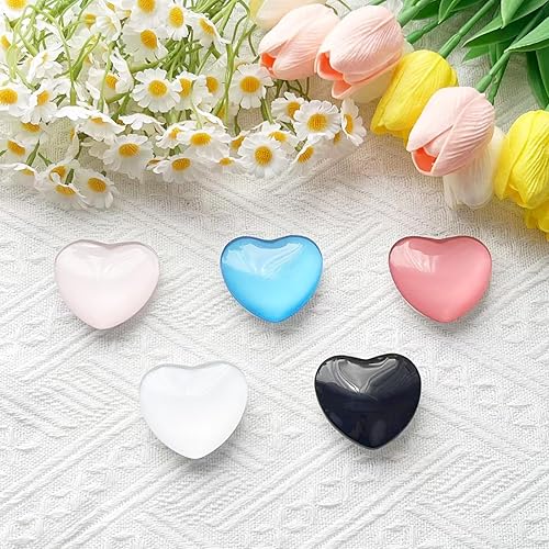 Miniatura 6 de Agarre transparente en forma de corazón para teléfono móvil, soporte plegable de resina rosa, base elástica transparente, accesorio conveniente para