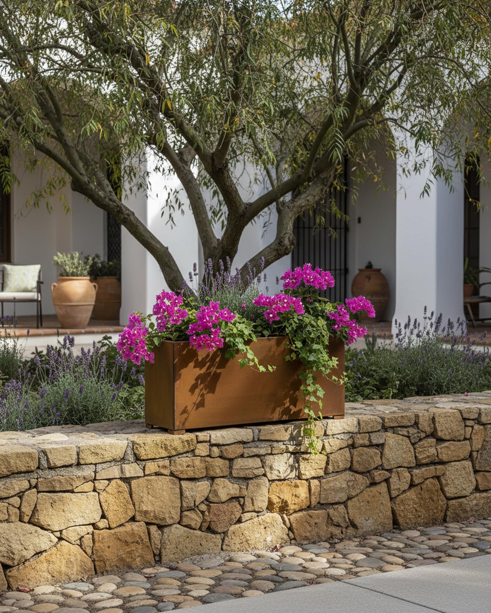 onlyfire Pflanzkübel Groß Außen, Stahl Pflanzkasten Rechteckig, Blumentopf Gross Draussen, Ideal für Garten, Terrasse, Balkon und Wohnräume, Blumenkasten mit Abflusslöchern, Vintage Blumenkübel XXL