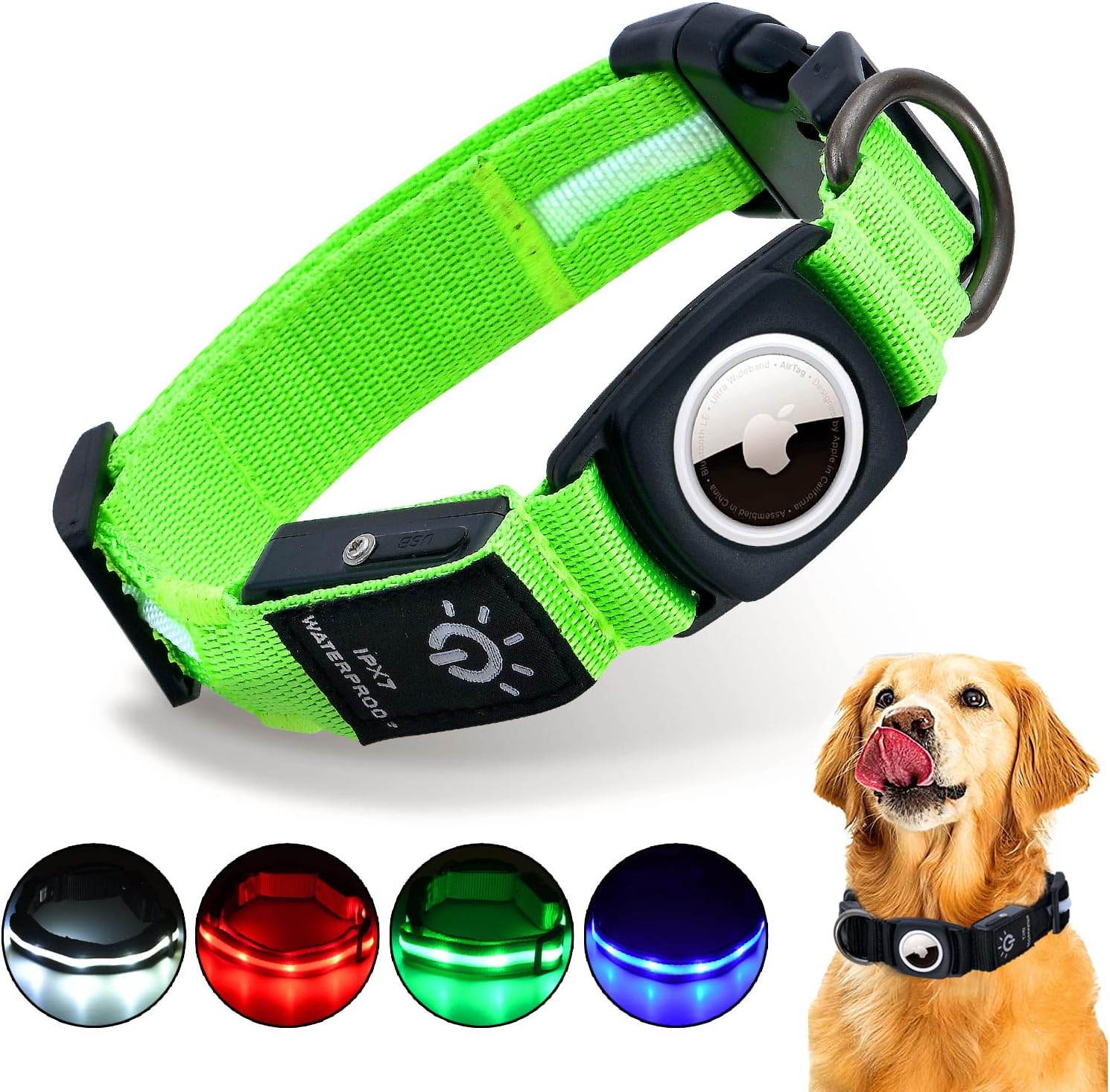 HLHGR Airtage LED Dog Collar Light up Dog Collar with