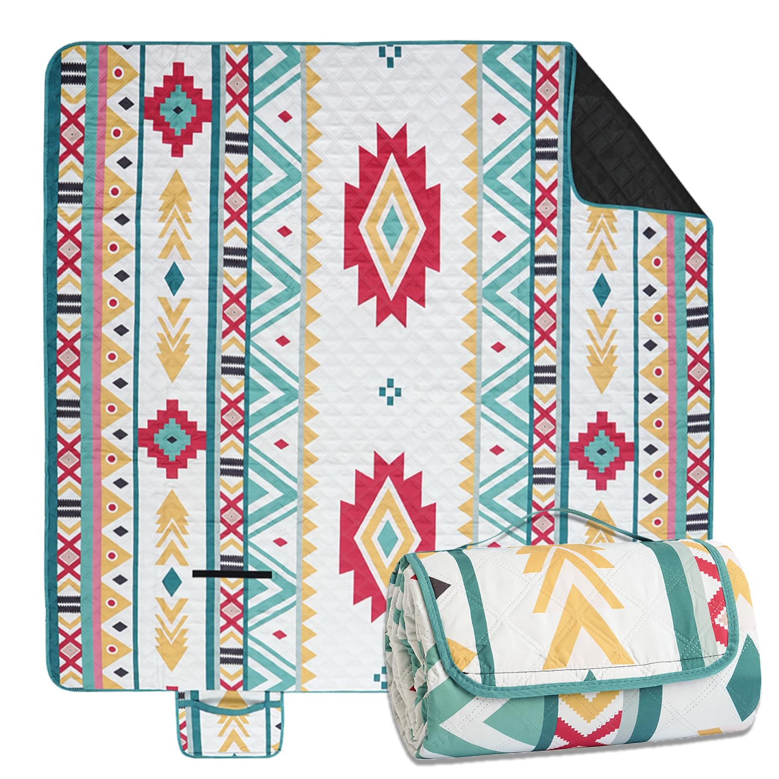 Couverture de pique-nique 200 x 200 cm – Couverture de plage XXL, imperméable et isolée, respirante et douce, tapis de pique-nique et tapis de plage pour camping, plage et pique-nique