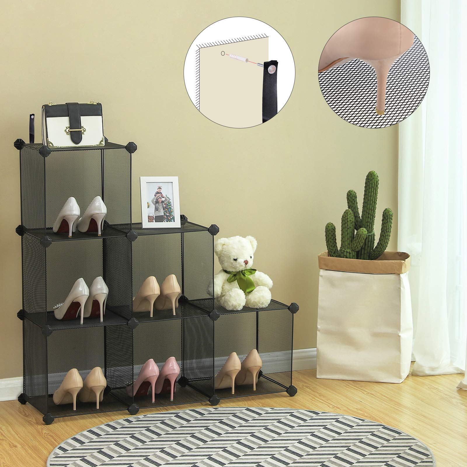 Buy SONGMICS Super Dense DIY Bookshelf with 6 Cube Metal Mesh, Shelving