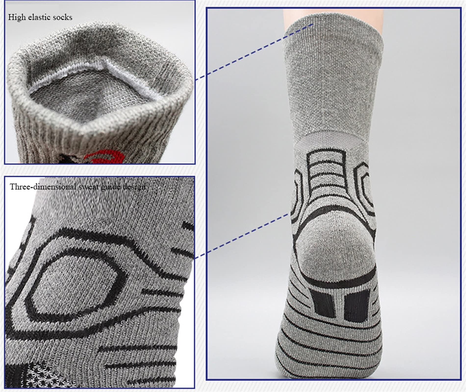 Uomo Sport Sport Elite Calze da Basket Fitness all'aperto Escursionismo Escursionismo Ciclismo Athletic Compression Asciugamani di Cotone Bottom Socks Termici con Calze in Esecuzione