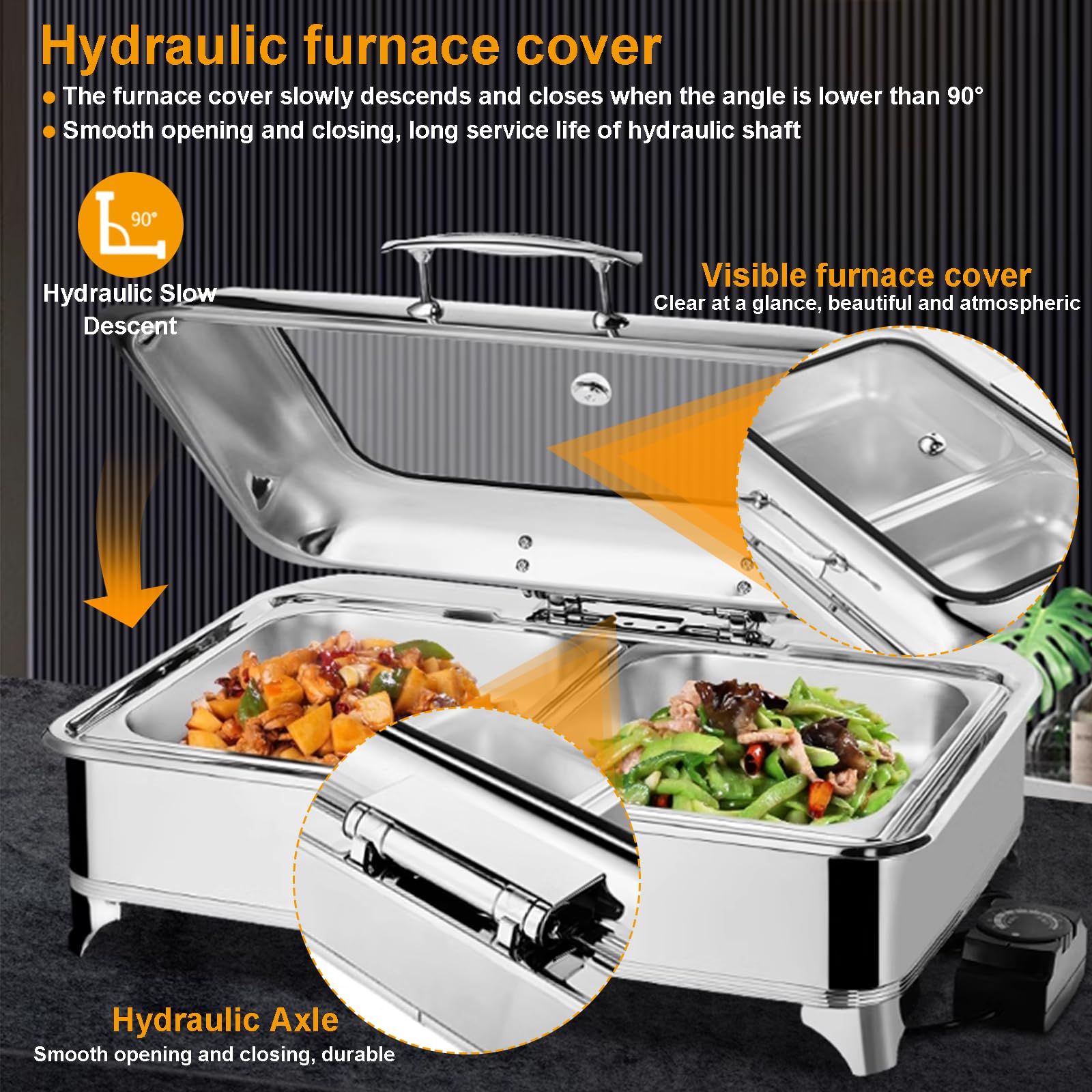 Produktbild von Chafing Dish Elektrisch 9L – Edelstahl 304, 400W, Touchscreen 0–85°C, Für Buffet & Party