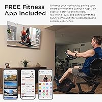 Vista 2 de Sunny Health & Fitness Smart Heavy-Duty Recumbent Bike w/Wide Cushioned Seat & Back, Indoor Cycling Machine for Adult/Seniors Home Exercise, Free